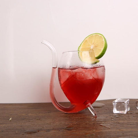 Straw Spout Drinking Glass