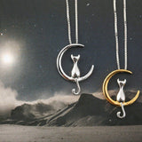 Moon Cat Charm Necklace