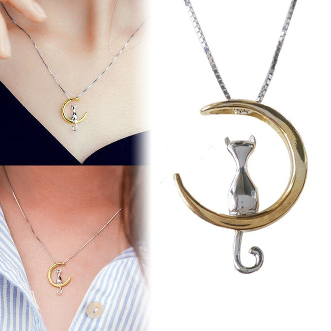 Moon Cat Charm Necklace