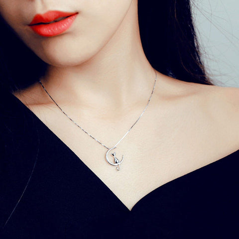 Moon Cat Charm Necklace