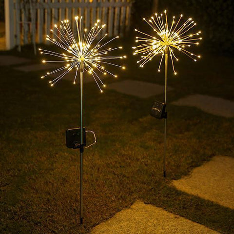 Solar-Powered LED Firework Garden Stake